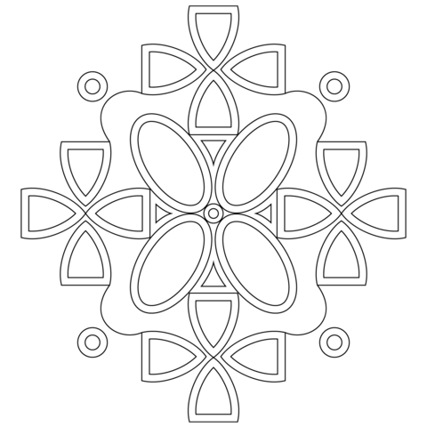 Symmetric Mandala Coloring Page